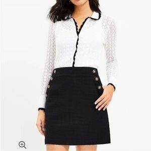 LOFT Black Mini Skirt with Button Accents -00P
